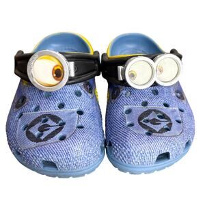 Crocs x Minions Little Kids Size 6 Classic Clogs Despicable Me Blue Funny Eyes